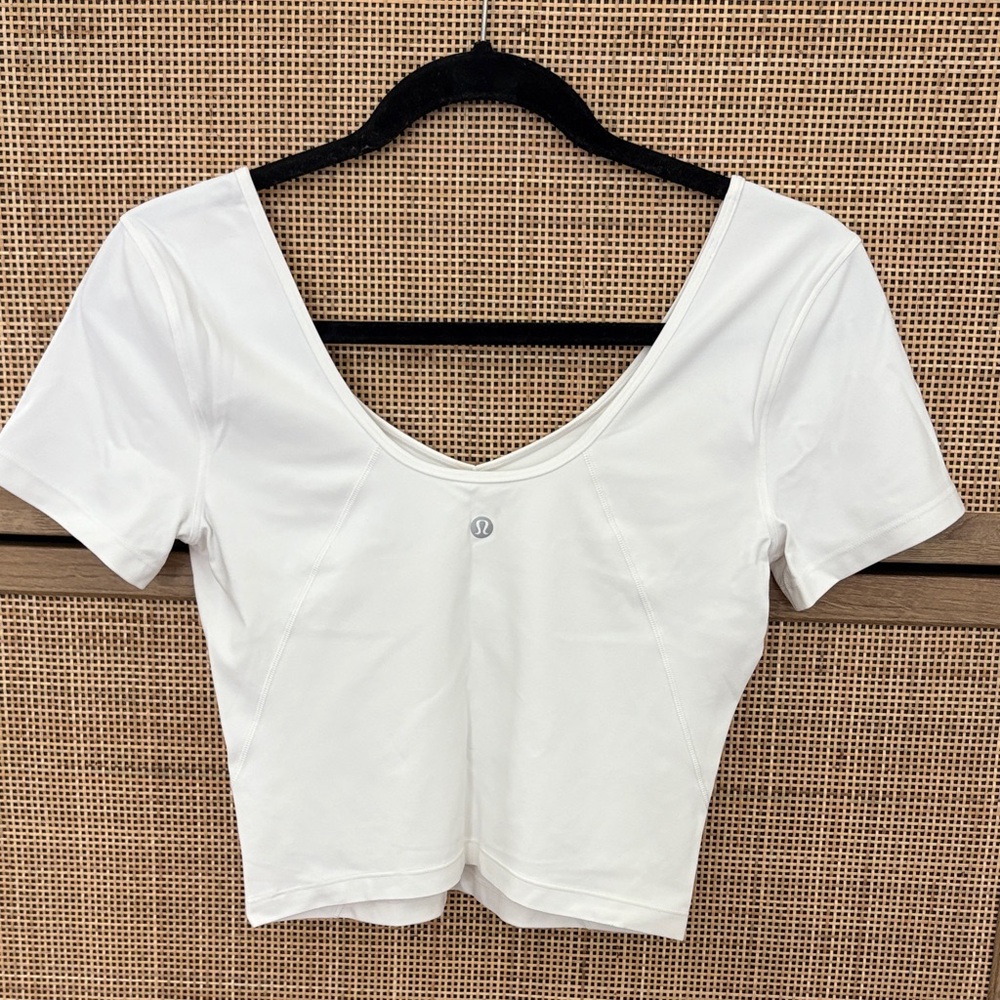 Lululemon White Cropped Workout Top